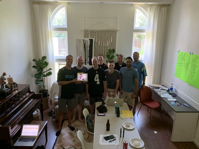 The owners gathered at the draft table on 2019 draft day, one joining by iPad